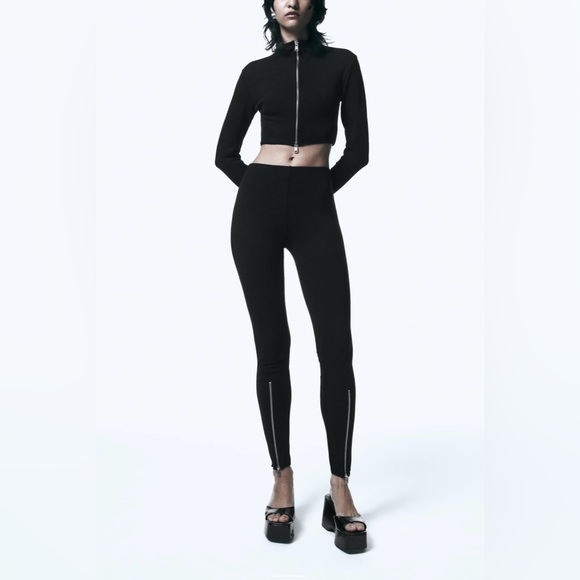 Zara Zippered stretch knit leggings - Picture 1 of 9
